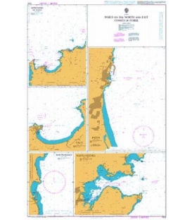 British Admiralty Nautical Chart 1425 Ports on the North and East Coasts of Corse